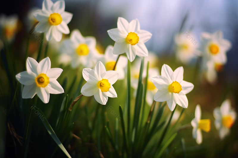 春天开花的白色水仙花朵园艺风景,高清,摄影图,摄影图片,图片大全,摄影图免费下载